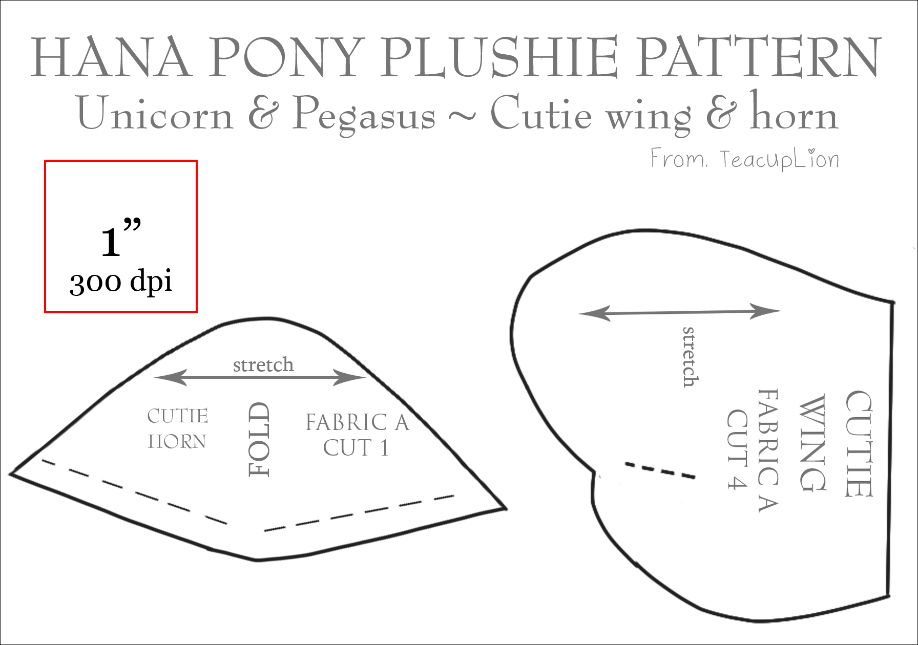Hana Pony Plushie horn and wing pattern by teacuplion